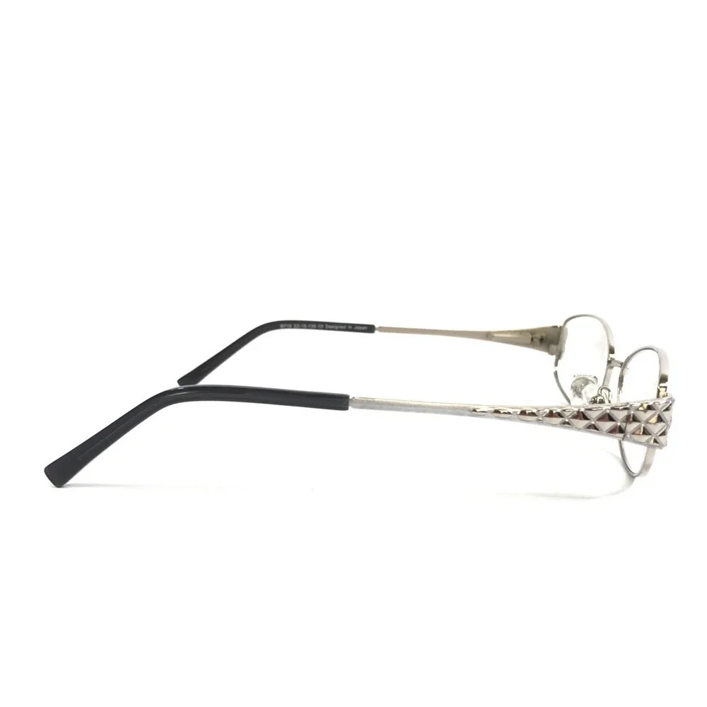 Bellagio Petite Eyeglasses Frames B718 C01 Shiny Silver Oval Wire Rim 53-15-135